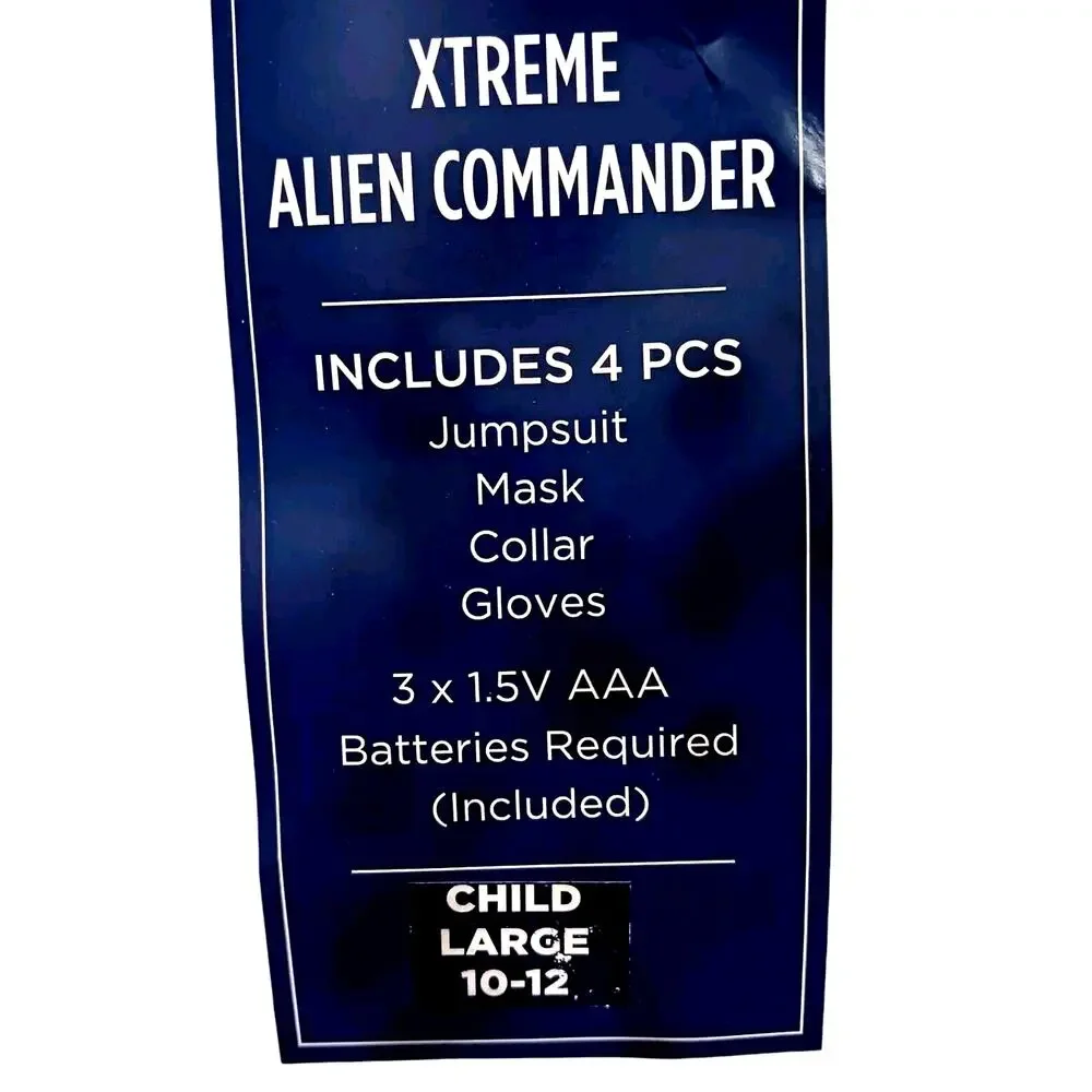 Alien‎ Costume CHILD Sz L 12-14 LIGHTS UP Space Creature w Batteries Halloween